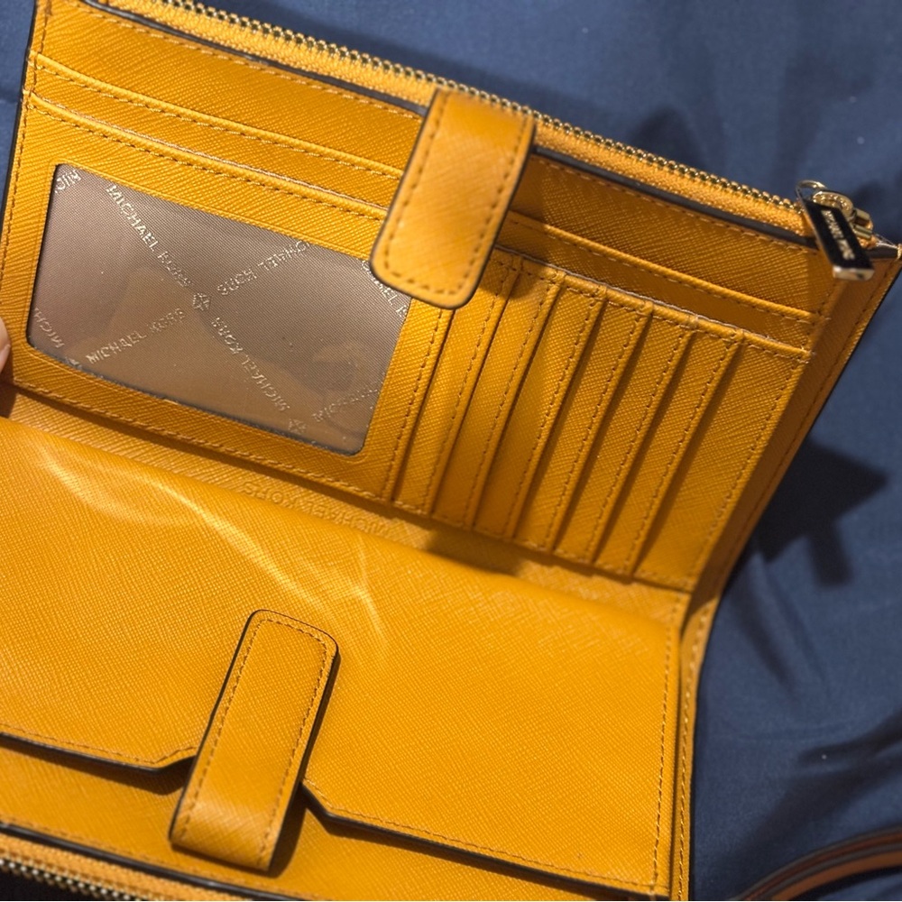 Michael Kors Mustard yellow wristlet/wallet